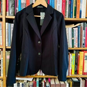 Allegra K NEW Black Notched Lapel Collar Stretch Work Blazer Jacket, size M